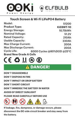 OOKi EB LiFePO4 Battery 10.24 kWh 51.2V210Ah