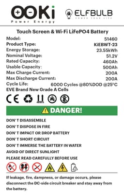 OOKi EB LiFePO4 Battery 23.55 kWh 51.2V460Ah
